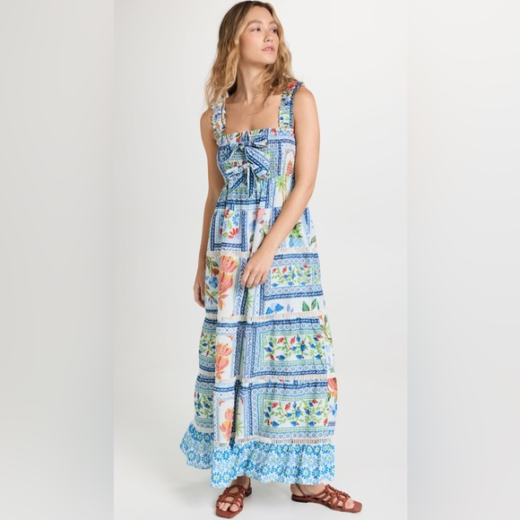 NWT Farm Rio Tropical Tiles Square Neck Maxi Dress - Picture 6 of 10